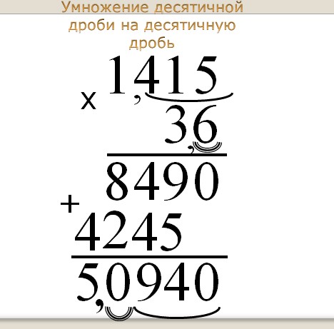 умножение десятичных дробей 5 класс
